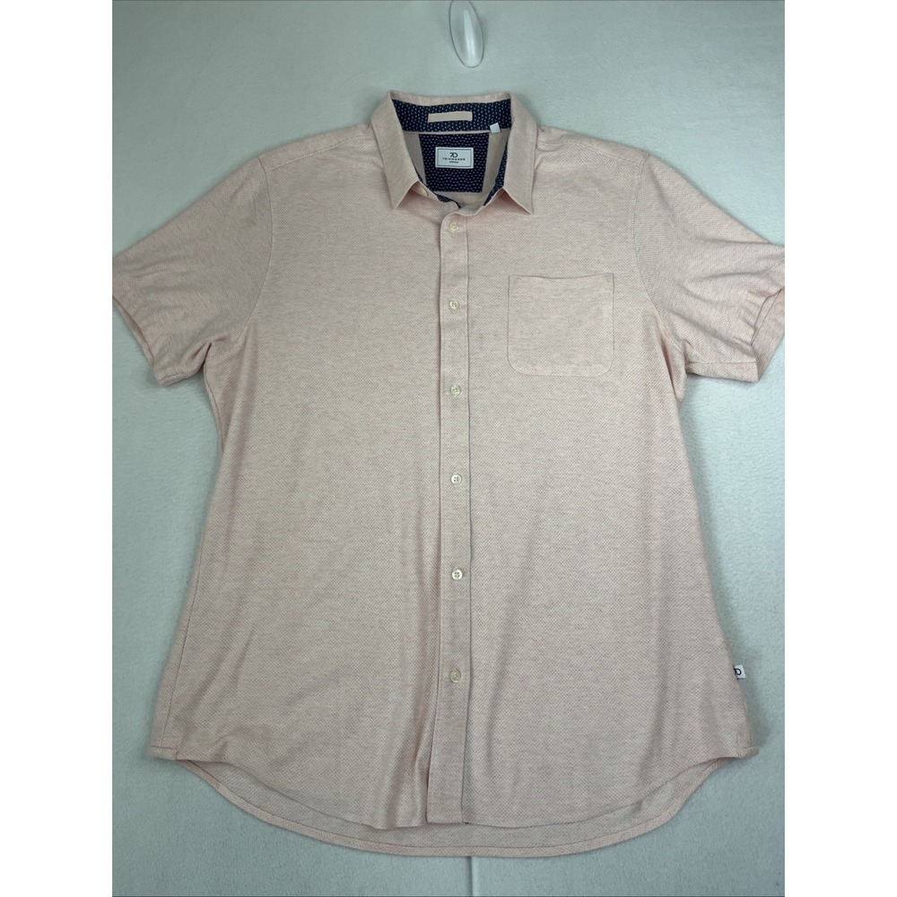 7 Diamonds Men's Size L Cabbo Jacquard Stretch Woven Knit Pink Pocket Shirt